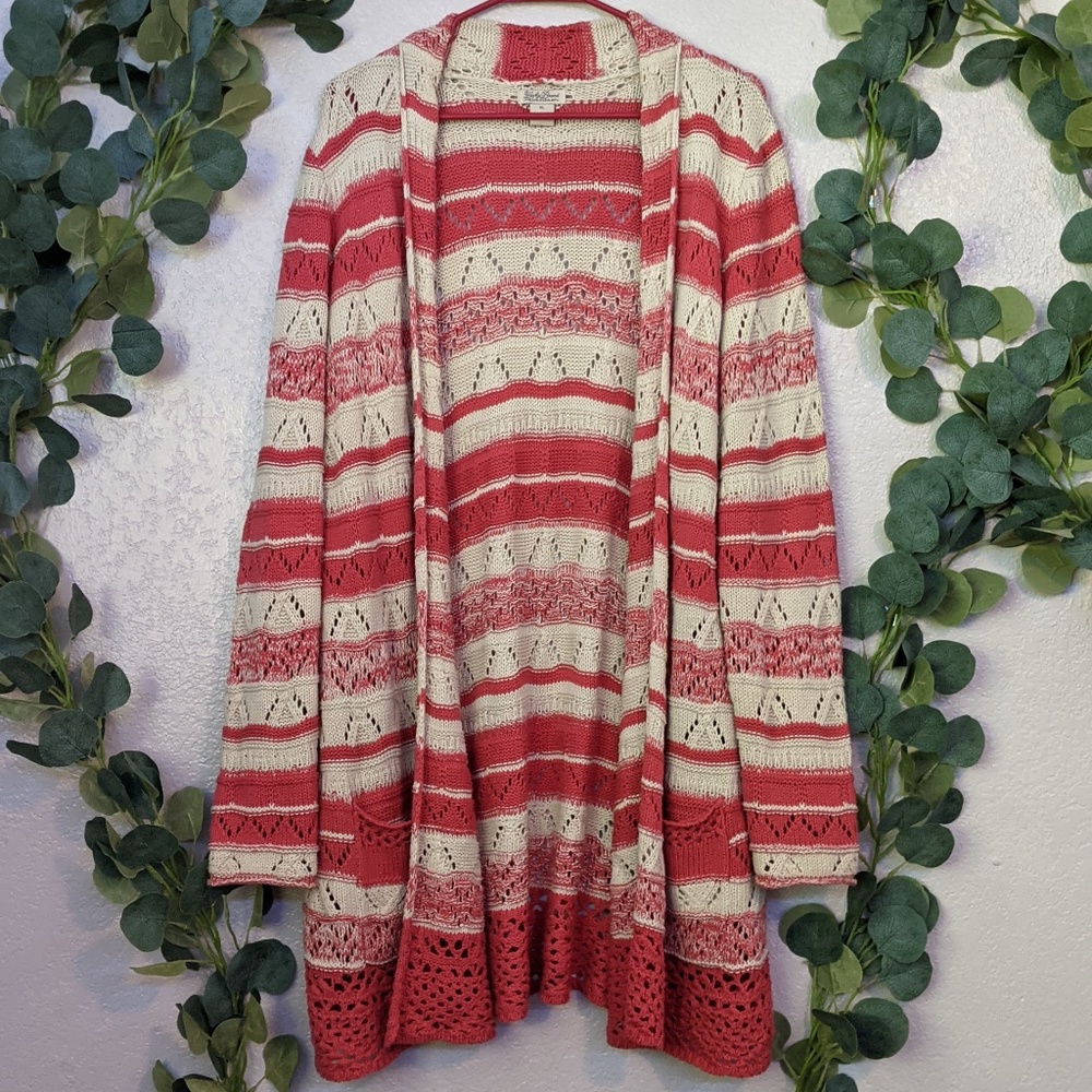 Lucky Brand Long Striped Knit Cardigan